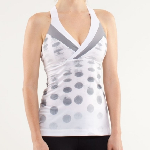 lululemon athletica Tops - Spotted - Ladies like NEW Lululemon Deep Breathe Tank Top White/Grey Size 6